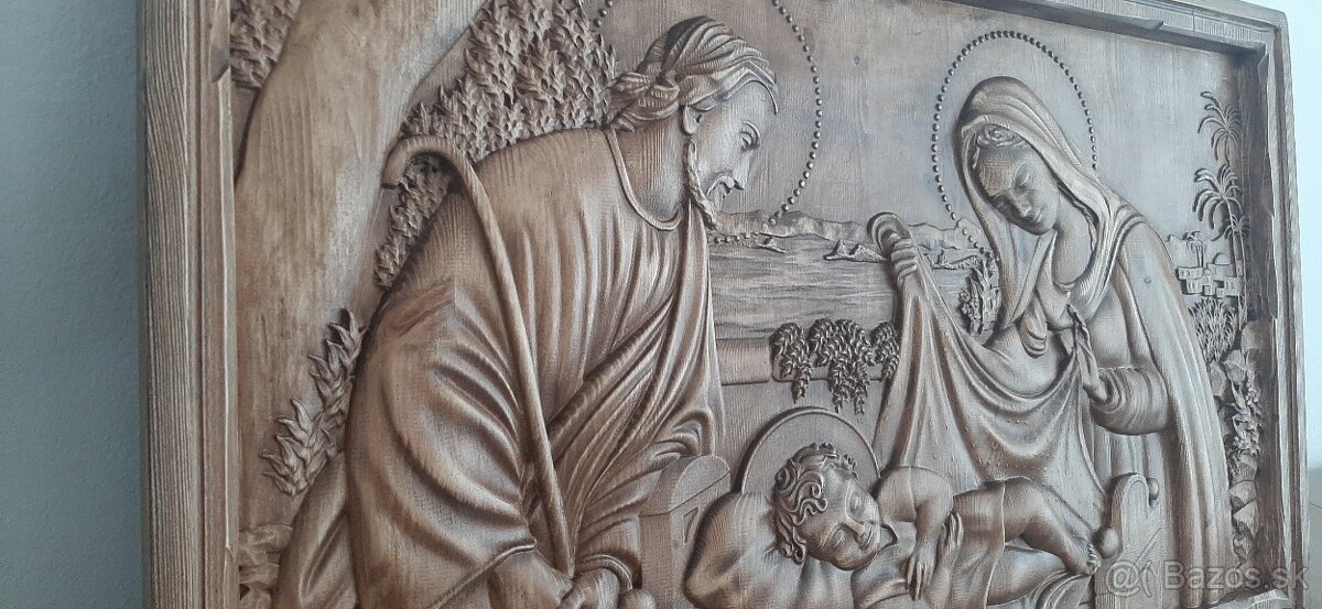 Drevený obraz Svätá rodina-v-40cm×63cm,hr.-4cm