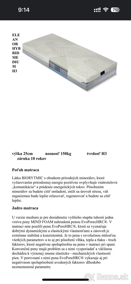 Predám matrac v Záruke s dokladmi