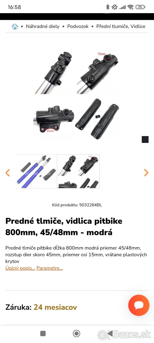 Predné tlmiče pitbike 800mm 45/48mm
