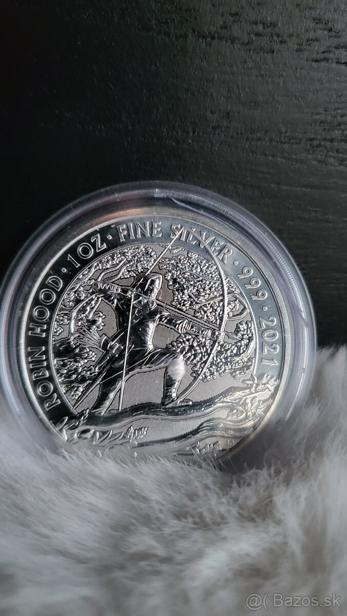 Strieborná minca Robin hood 2021 1OZ