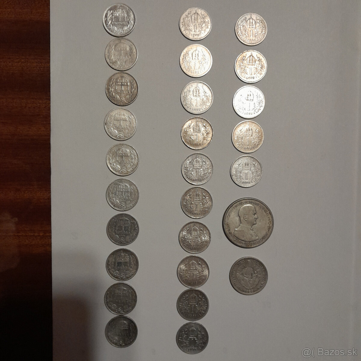 27 kus strieborné mince 1 Kor. Rakuska,Uhorská ,5,2 Pengő