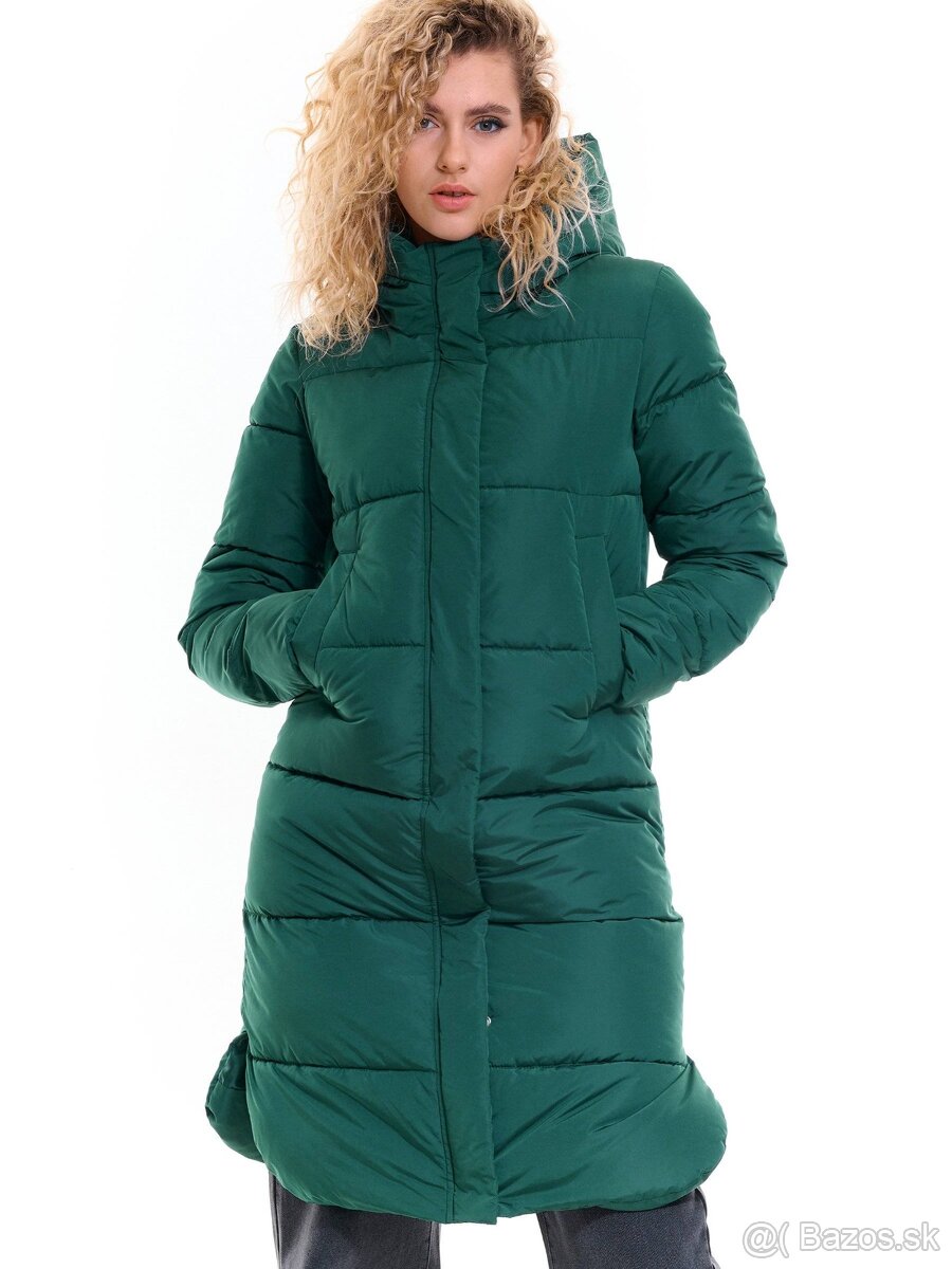 Zimná bunda dlhá, zelená
