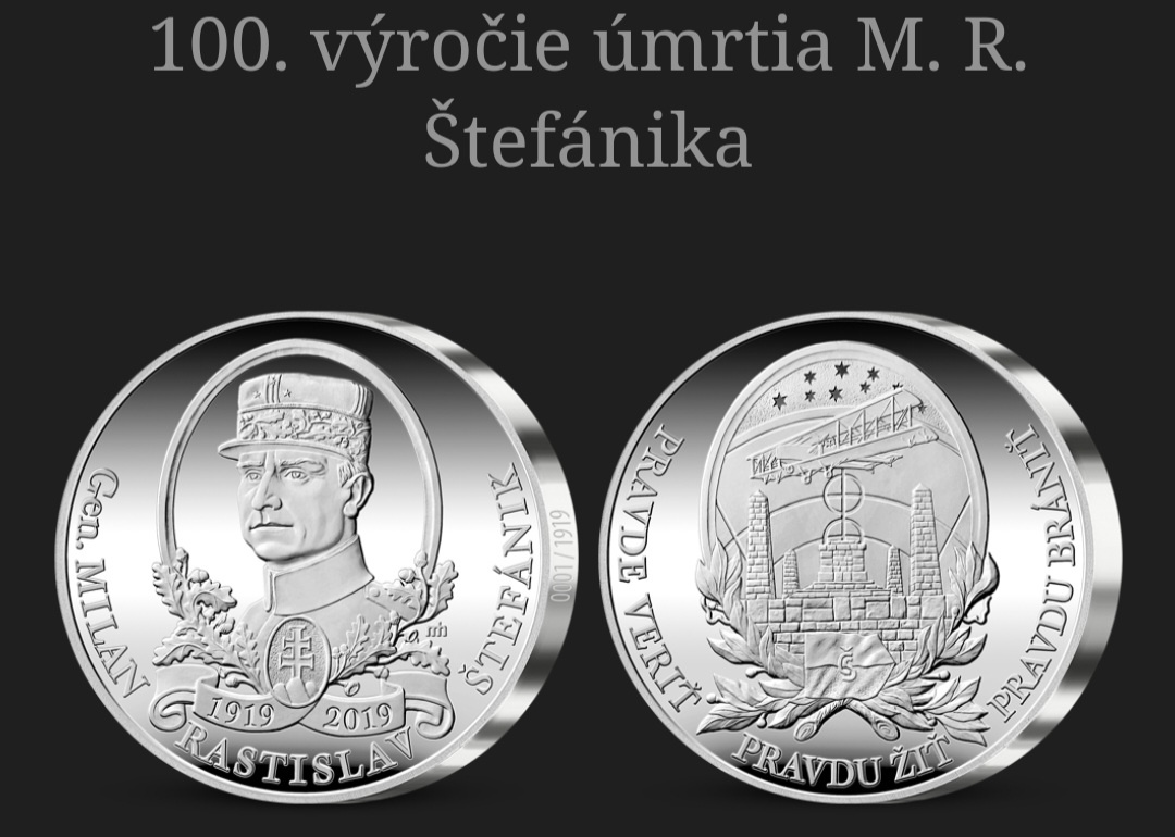 100. výročie úmrtia M. R. Štefánika - stri9rna medaila