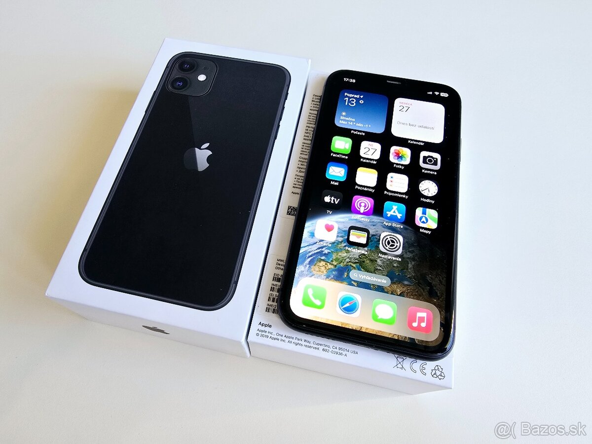 APPLE IPHONE 11 64GB BLACK,ZDRAVIE BATERKY 100%