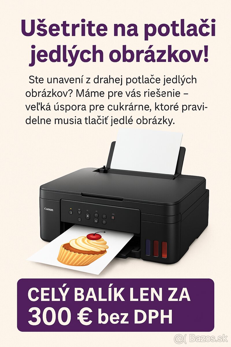 Tlačiareň na jedlú tlač – potlač fondánu a oplátok