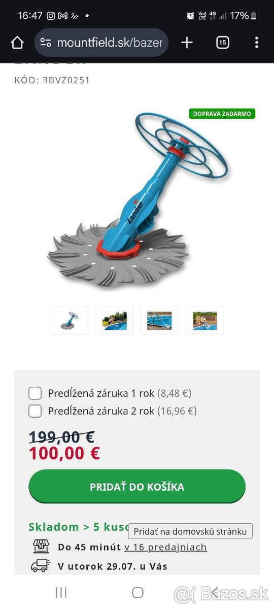 Bazenovy vysavac Zander