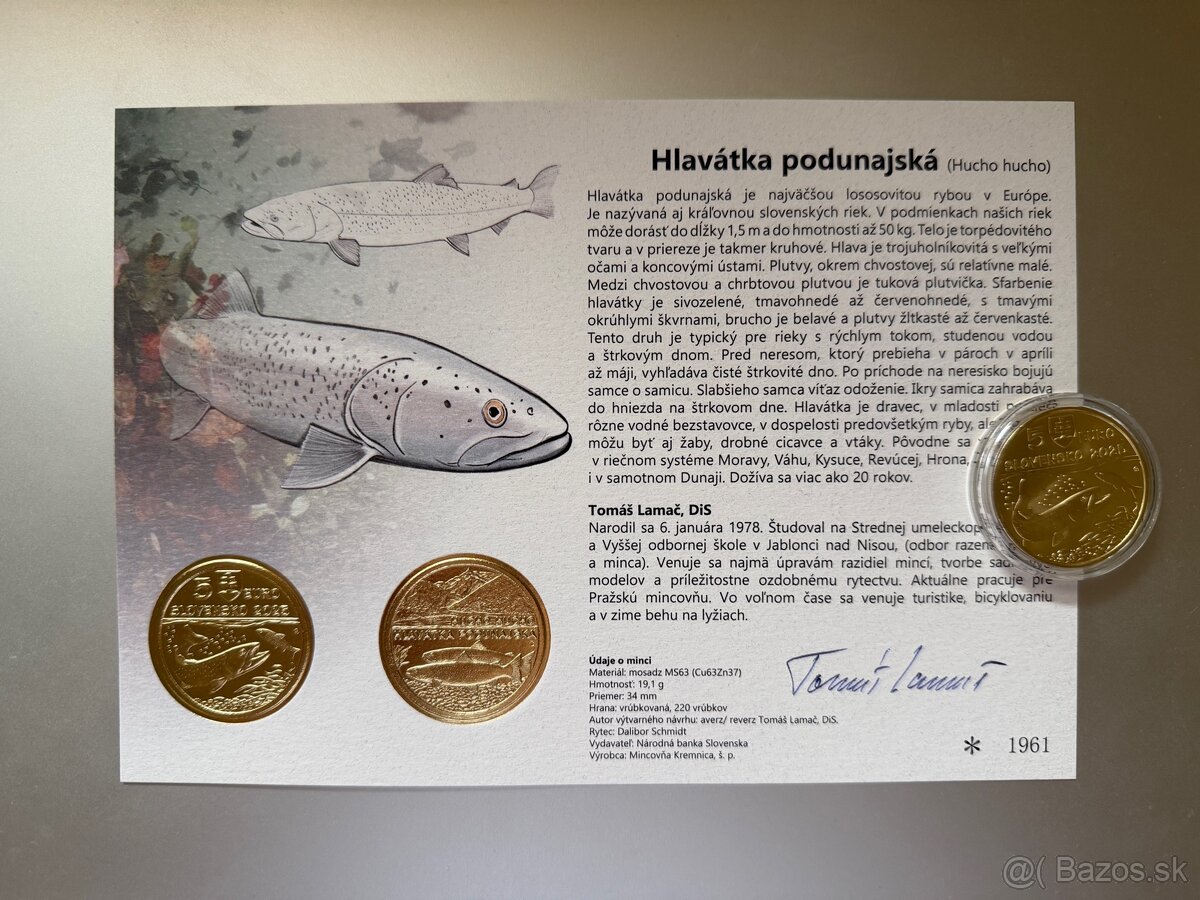 Autorská karta 5€ Hlavátka podunajská +5€ minca