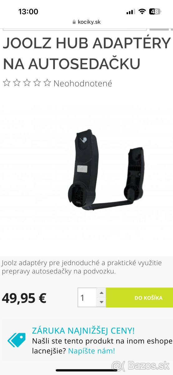 Adaptery na autosedacku ku kočíku Joolz