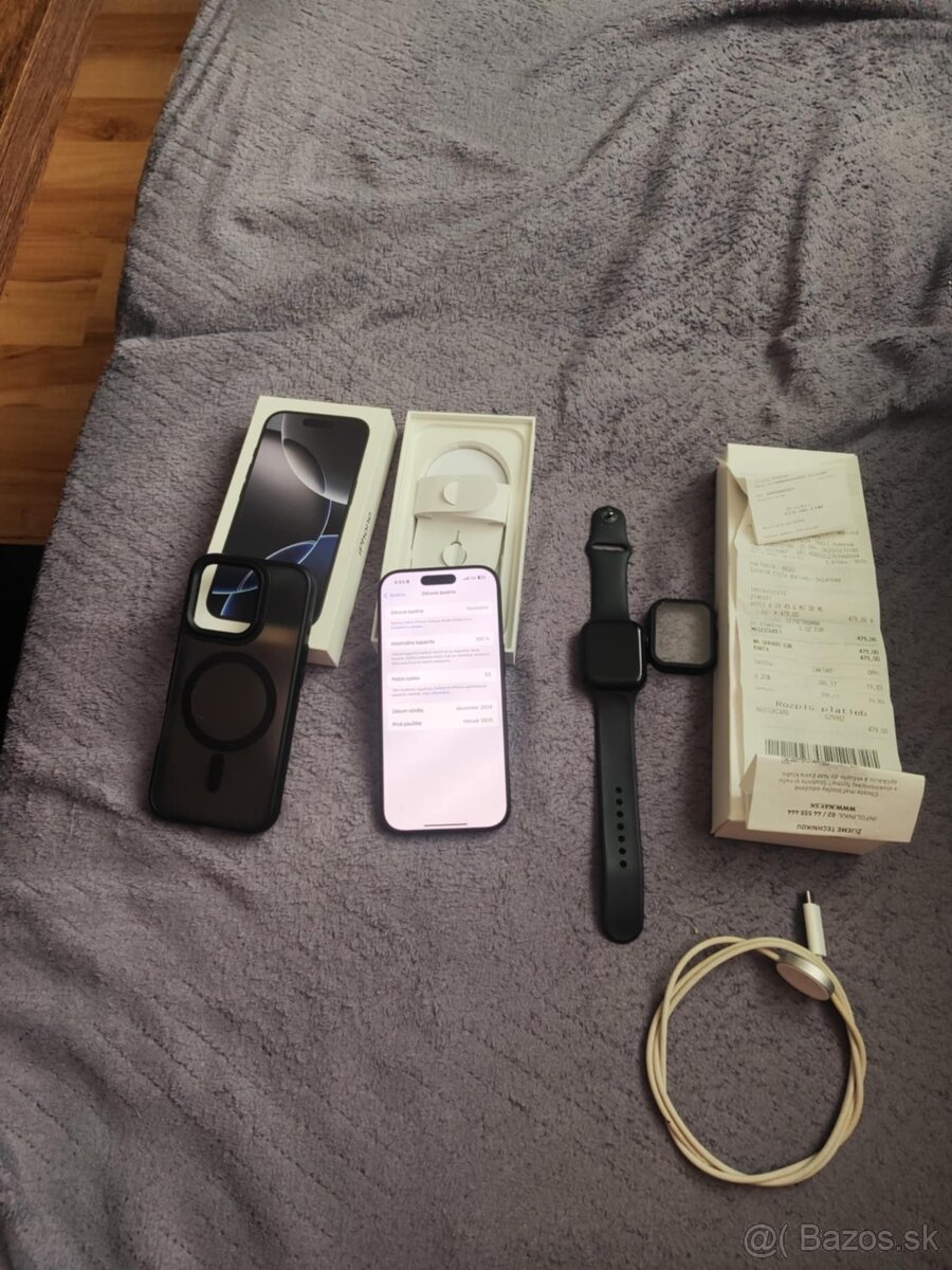 iPhone 16pro black 128gb titanium+apple Watch 9
