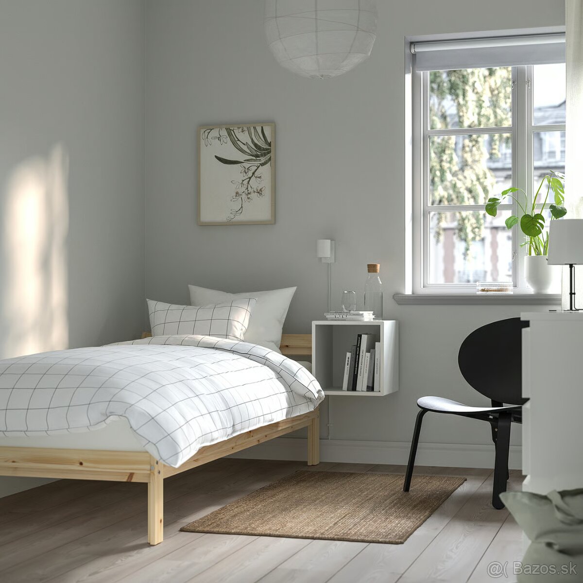 Ikea posteľ NEIDEN s roštom - jednolôžková borovica, 90x200