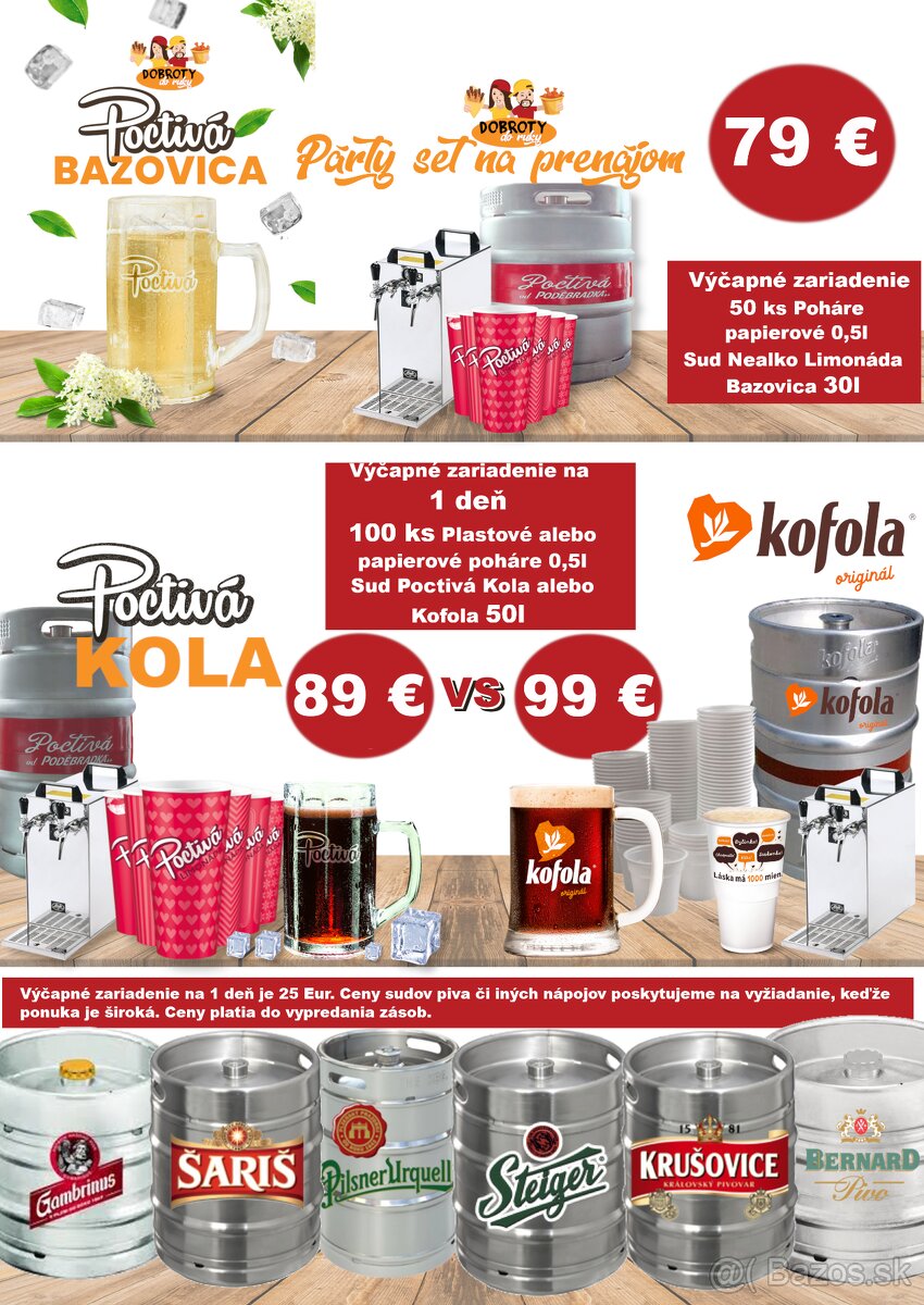 Výčapné zariadenie, pípa, sudy, pivné sety, stany