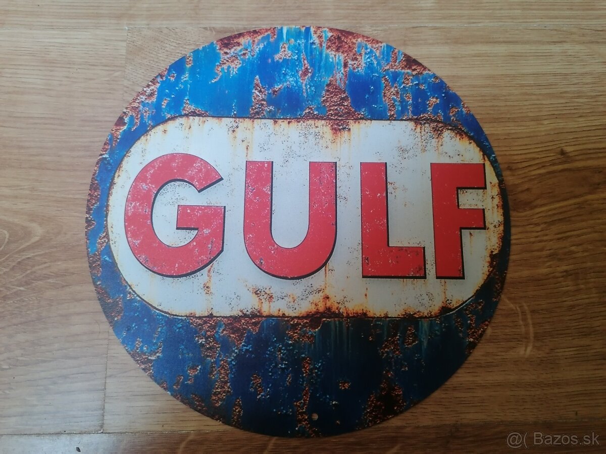 Plechová guľatá tabuľa Gulf