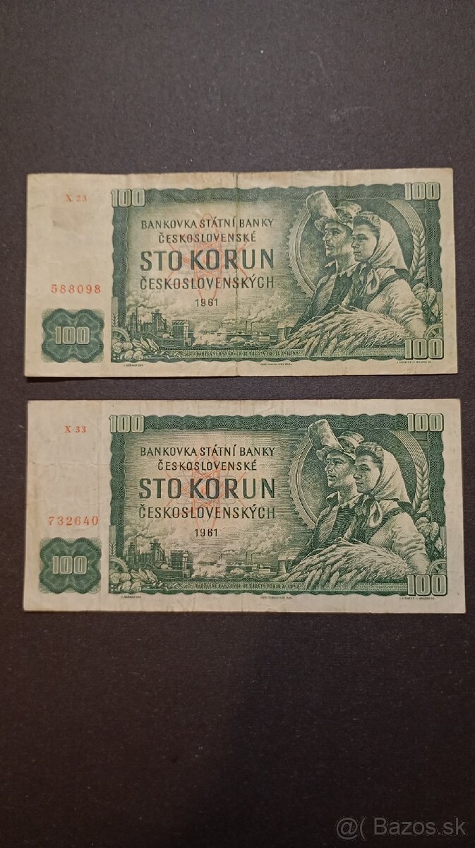 Bankovky 100Kčs séria X