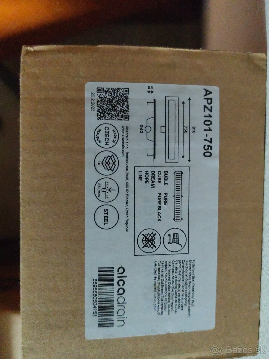 Nerezový sprchový žľab Alca 750