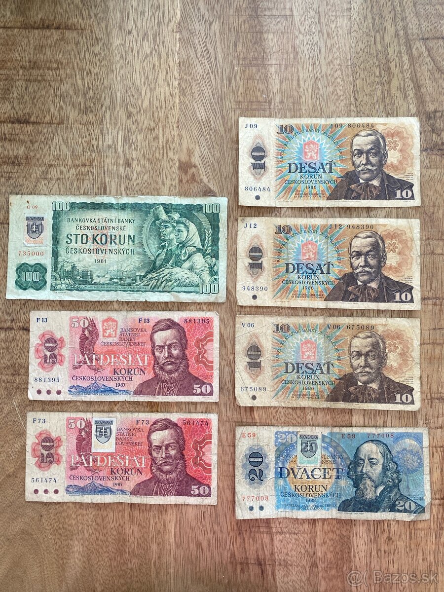 Predám slovenské bankovky 1961-1988