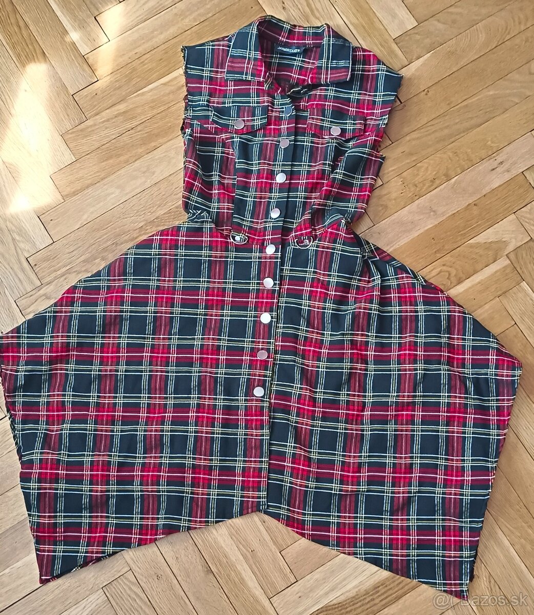 Tartanové košeľové šaty