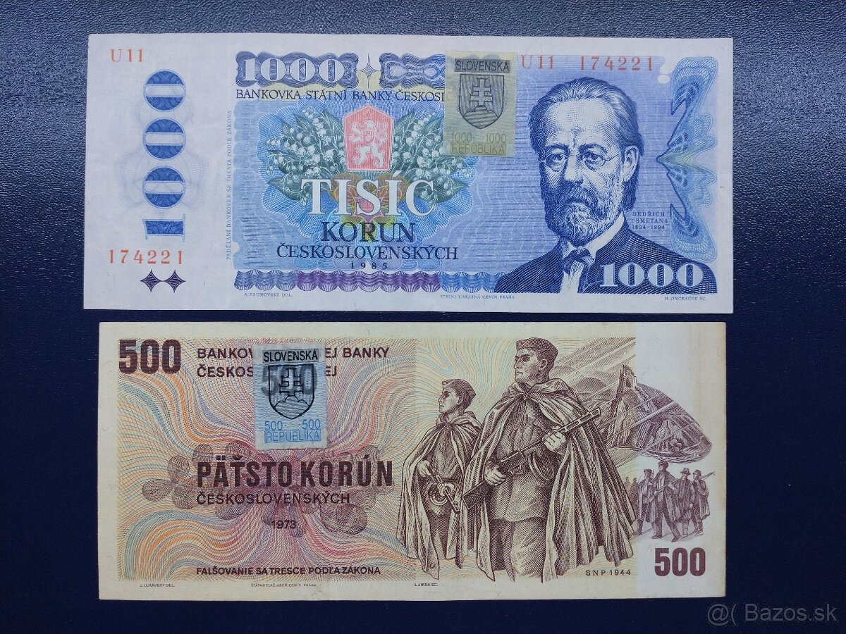 bankovky ČSSR kolok SK