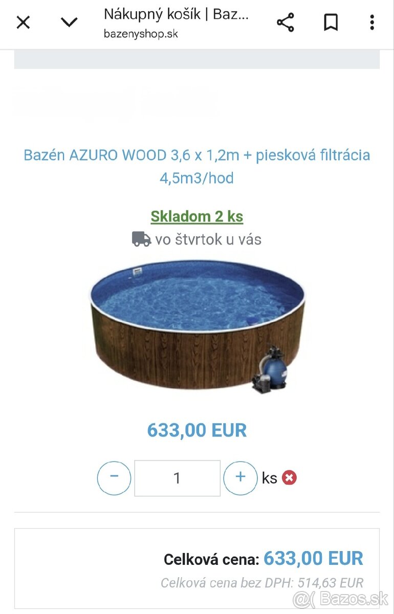 bazen Azuro Wood aj s pieskovou filtraciou