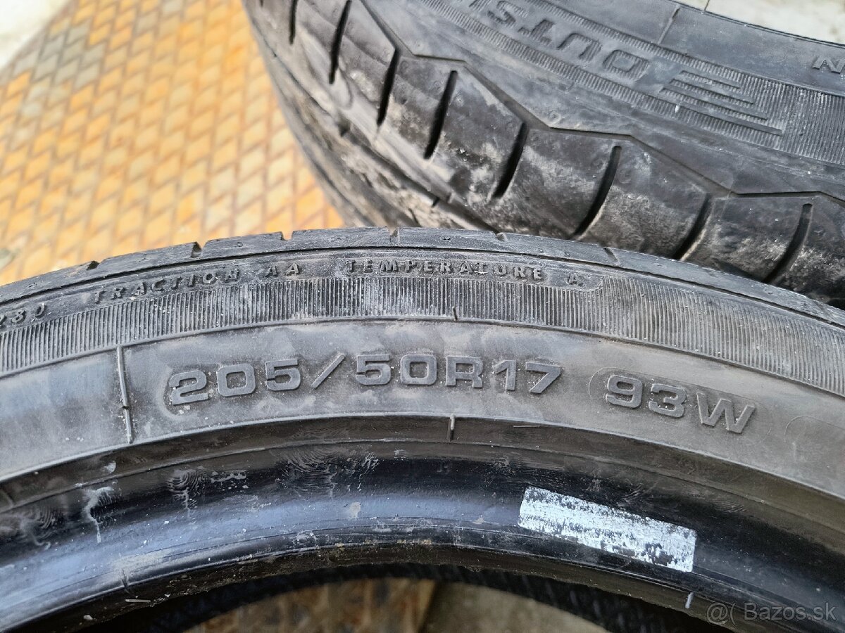 Predám letné pneumatiky 205/50 r17 ,cena za 2ks