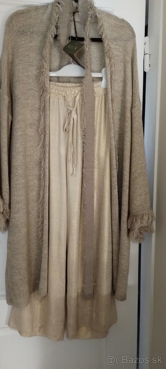 predám extravagantný komplet ľanové nohavice + dlhý sveter