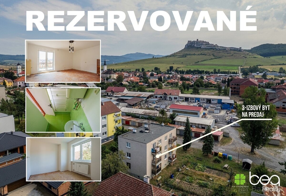 REZERVOVANÝ: 3-izb. byt s balkónom, Spišské Podhradie, 71 m2