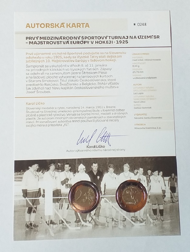 Autorská karta 100.výročie Majstrovstvá Európy v hokeji