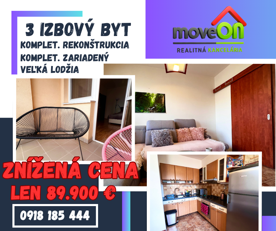 MOVEON ponúka zrekonštruovaný 3i byt ZNÍŽENÁ CENA