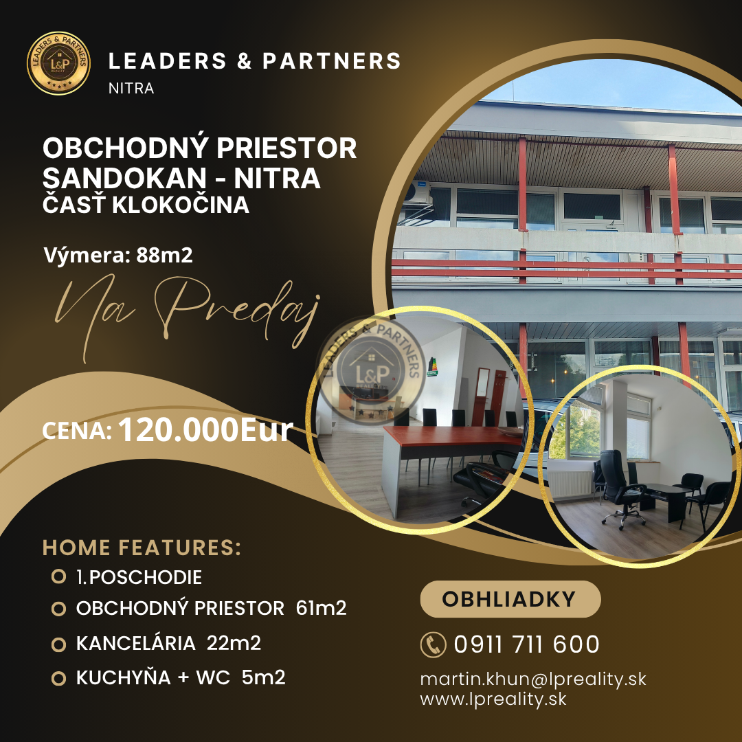 Na predaj obchodno - kancelársky priestor Nitra -Sandokan ča