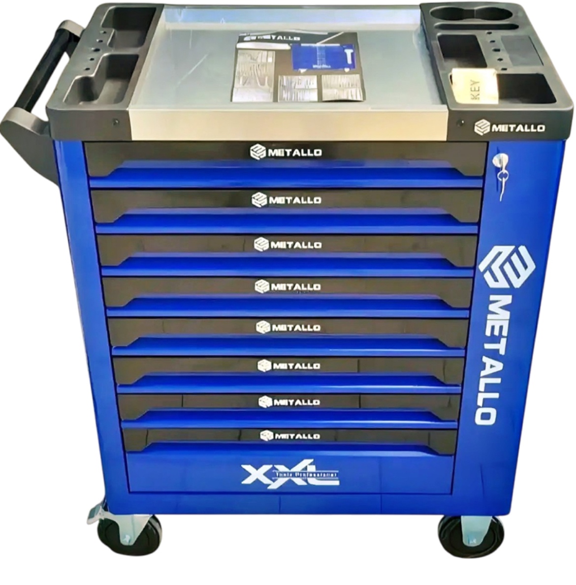 Dielenský vozík METALLO PRO s náradím – 8 zásuviek / komple