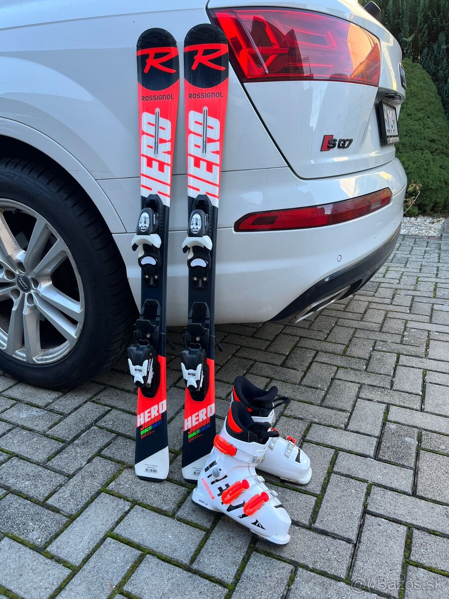 Lyže Rossignol Hero junior 110cm + lyžiarky 20,5