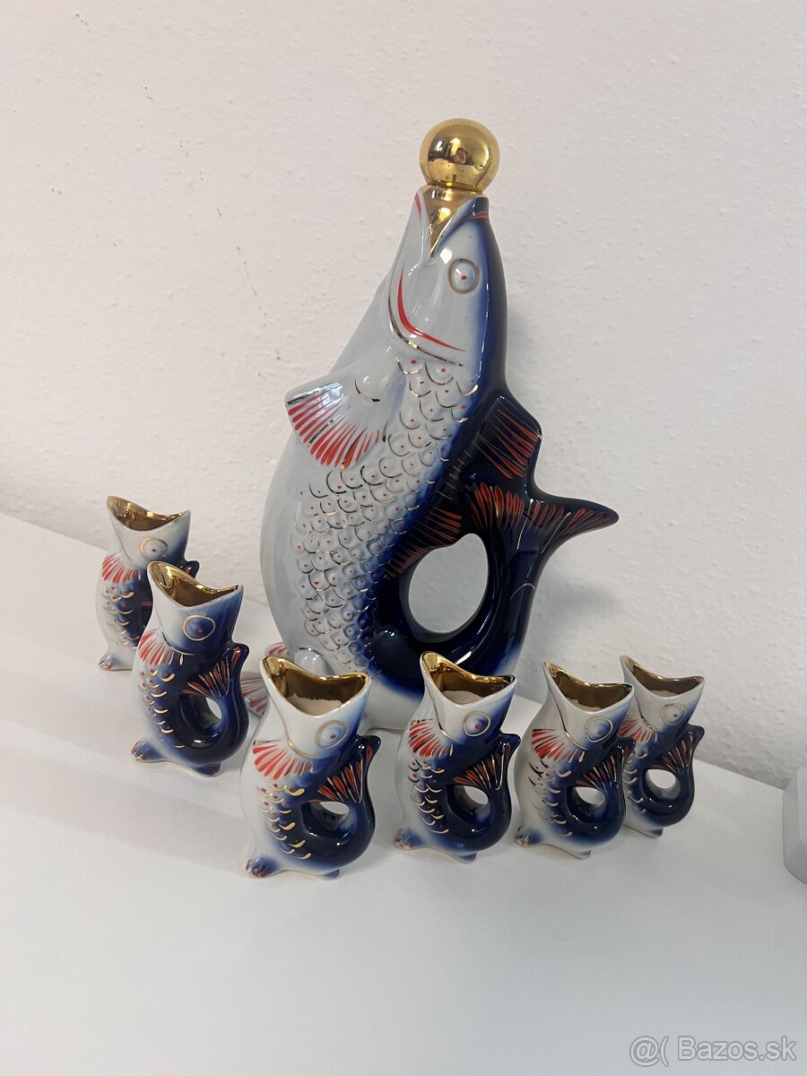 Retro keramická sada “Ryba” (karafa+poháriky)