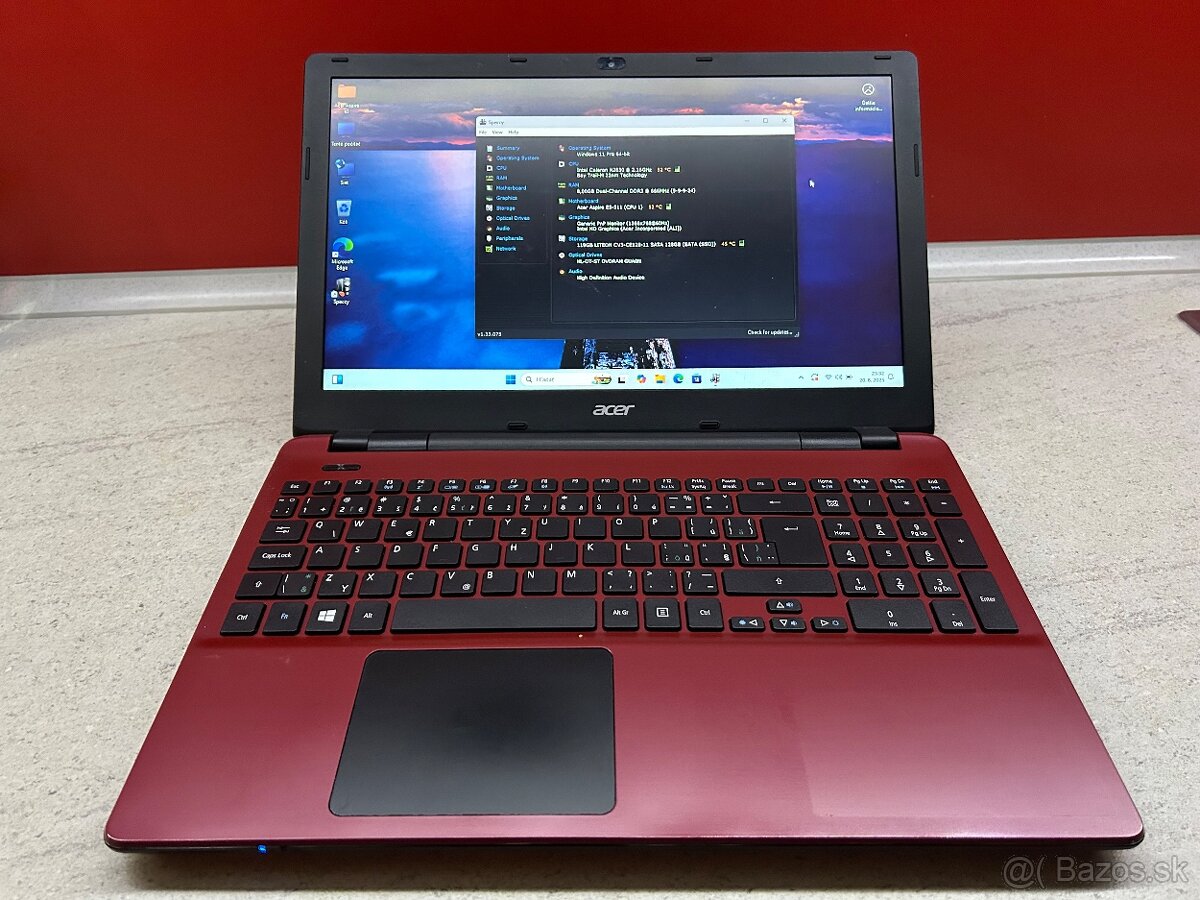 Acer Aspire E5-511 red-15,6"HD/Intel N2830/8gb ram/128gb SS