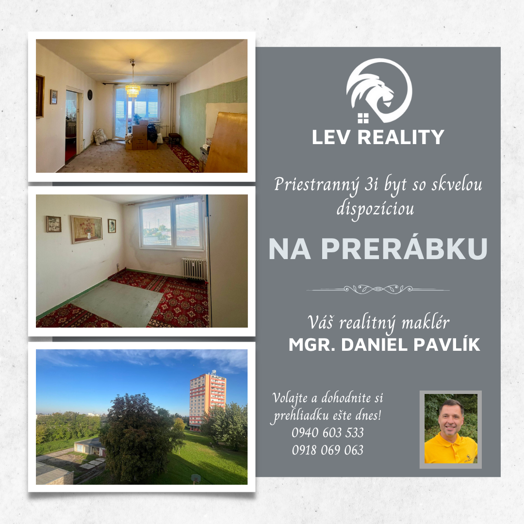 Priestranný 3i byt so skvelou dispozíciou na prerábku