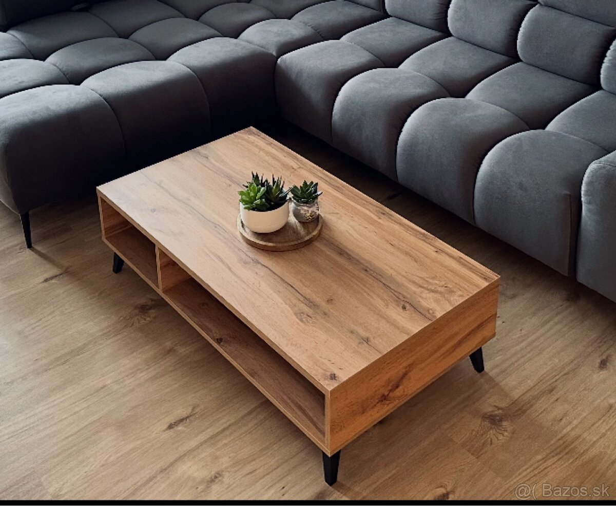 Nový konferenčný stôl dub s čiernymi nožičkami