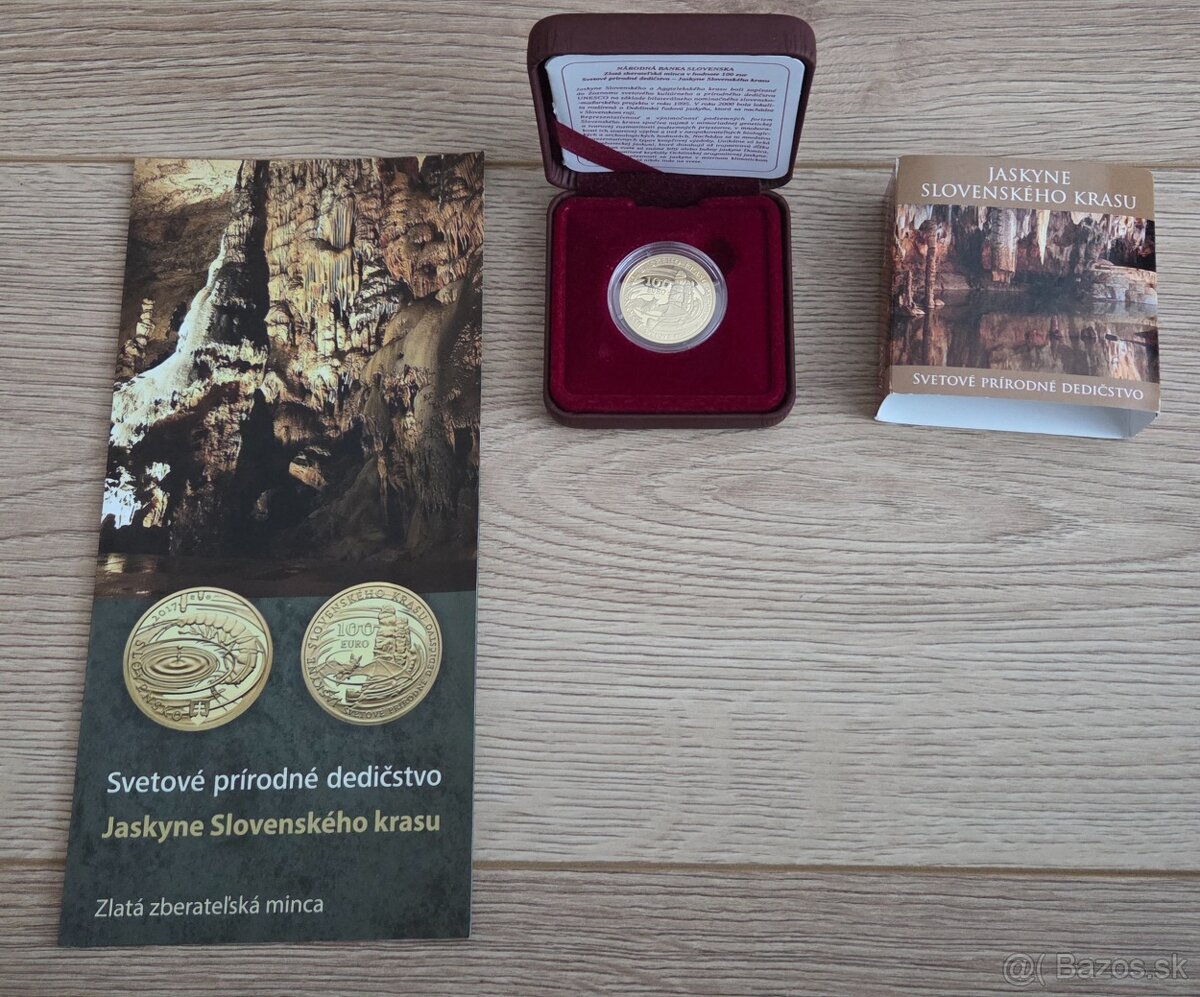 Zlatá zberateľská minca 100 € Jaskyne 2017