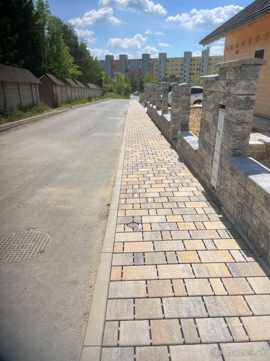 Predaj zámkovej dlažby + pokládka na kľúč + bager