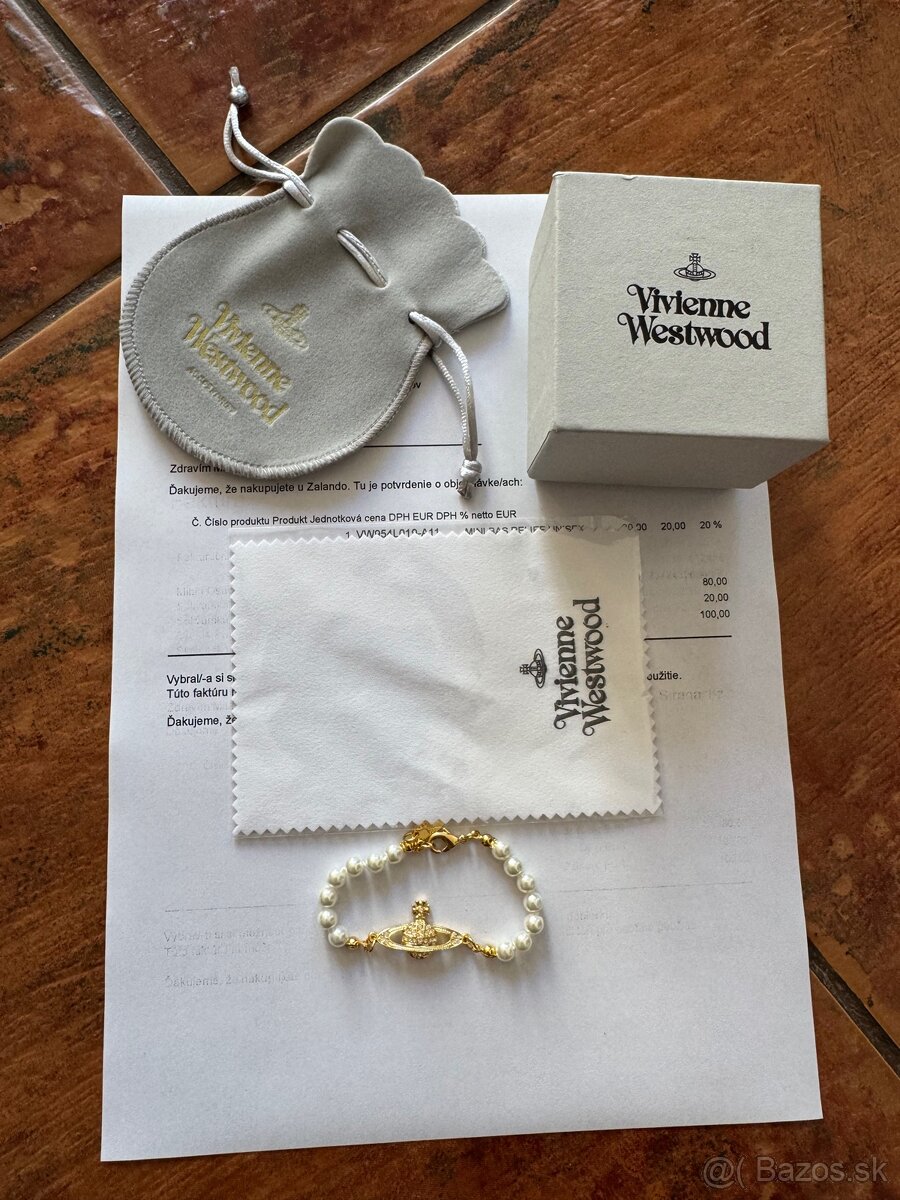 Vivienne westwood malý zlatý perlový náramok