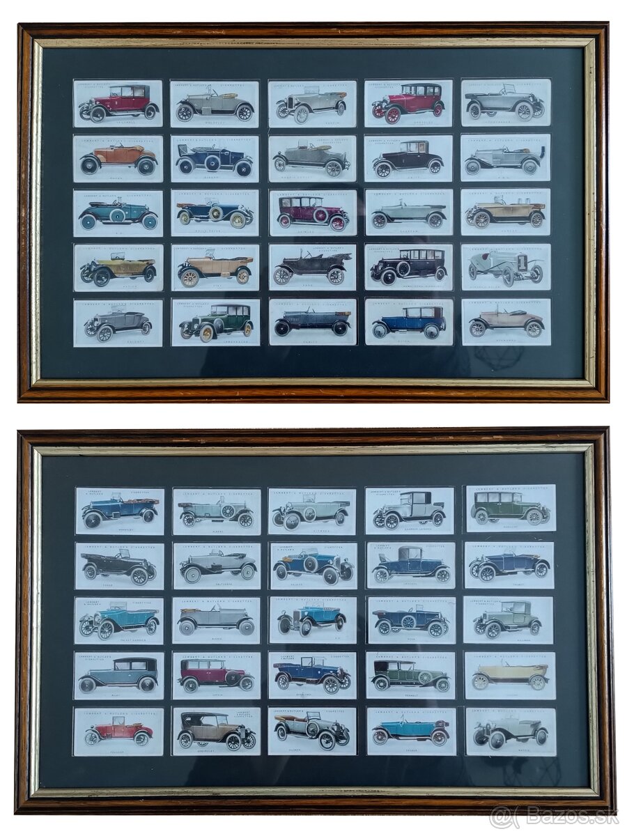 Zbierka starožitných kartičiek motorových vozidiel