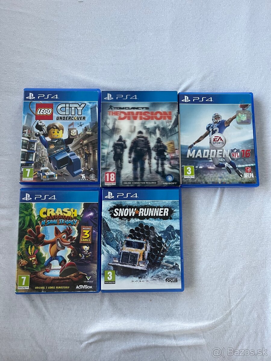 Hry na ps4 - crash bandicoot, madden, snowrunner..