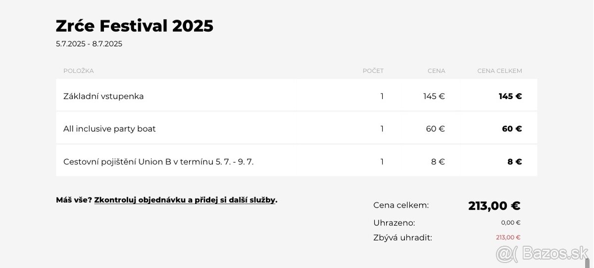 Predám lístok na Zrce 2025