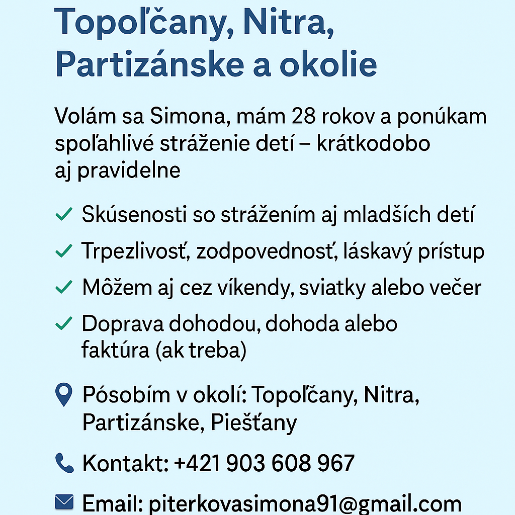 Ponúkam stráženie deti
