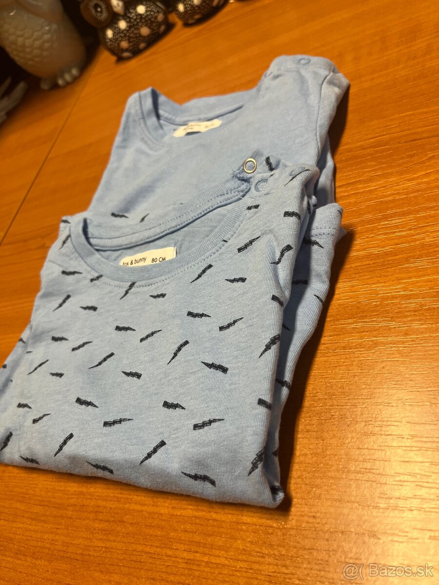 Tričká s dlhým rukávom, 2ks, veľkosť 80, top stav