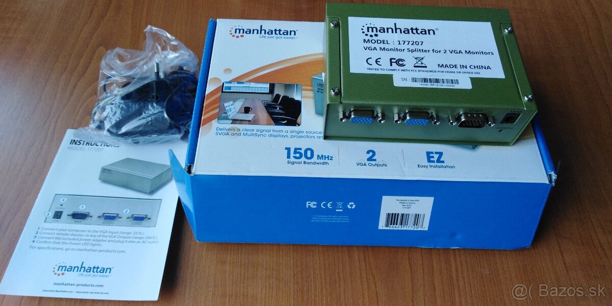 Manhattan 177207 Video Splitter 2-port