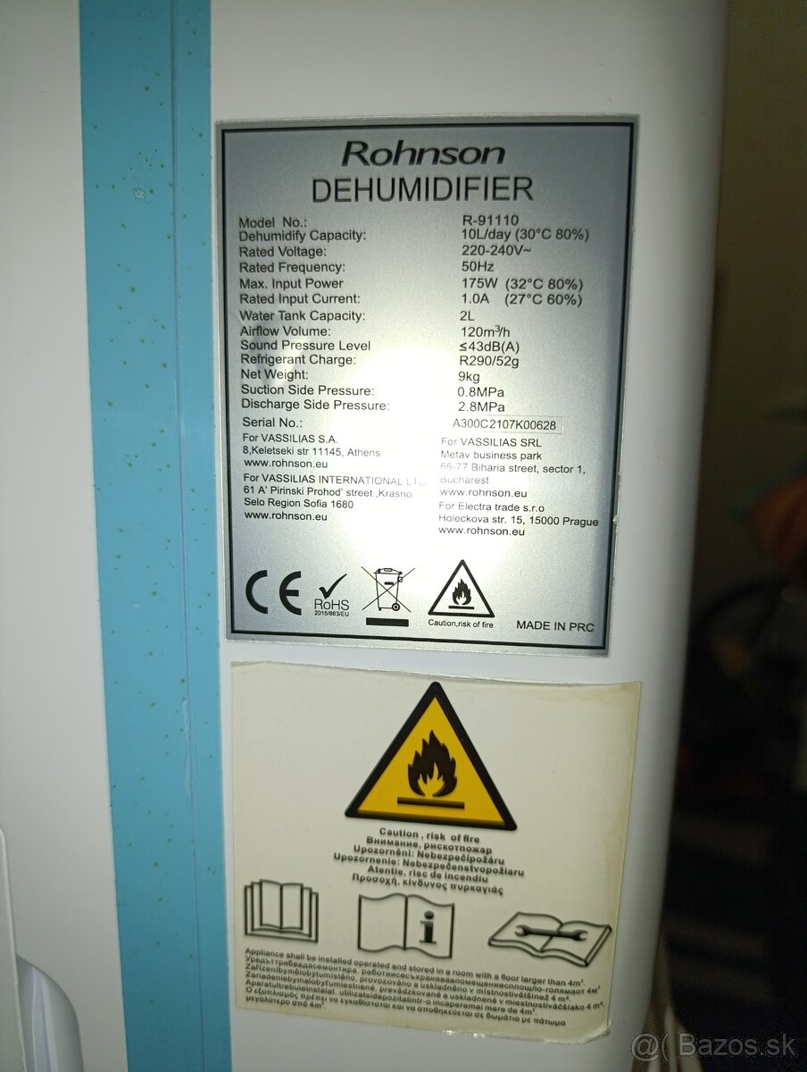 Predám odvlhčovač Rohnson 91110