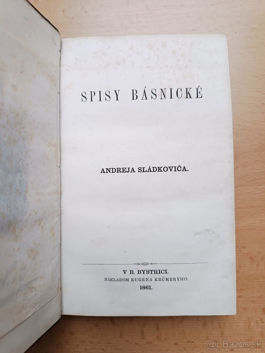 Spisy básnické Andreja Sládkoviča 1861
