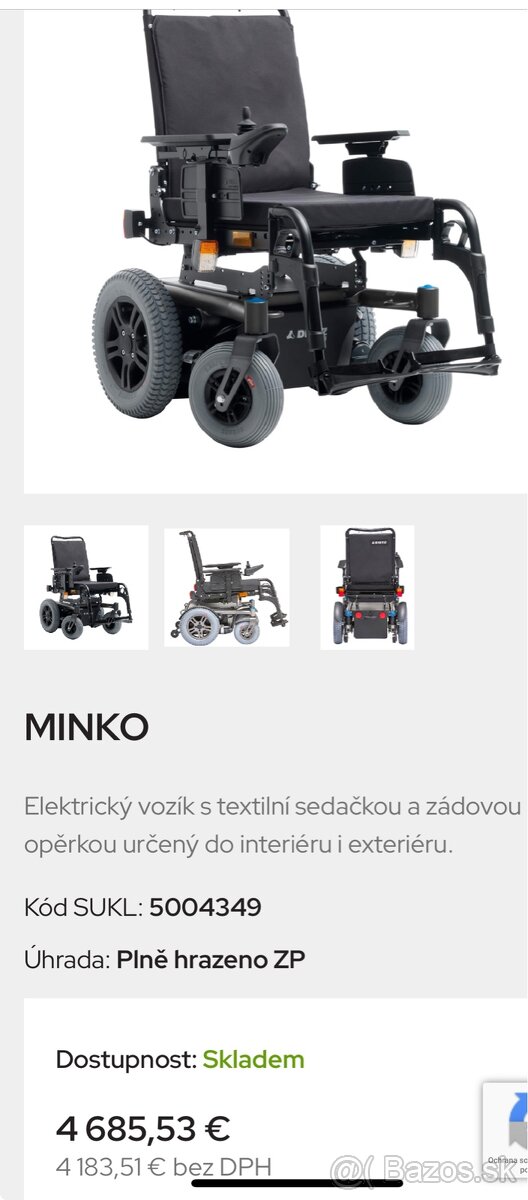 Elektrický invalidný vozík Bonito (Minko)