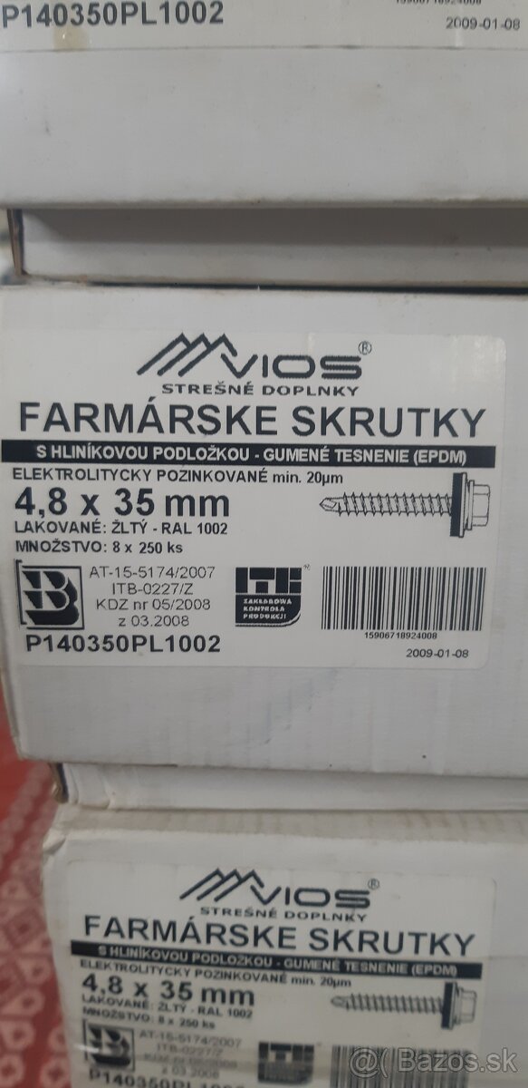 Farmárske skrutky 4,8x35 RAL 1002