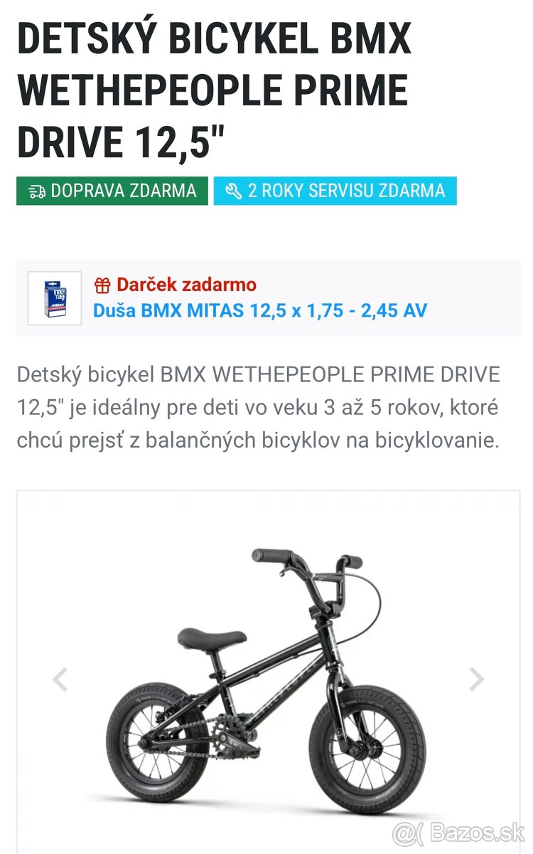Detský bicykel BMX WETHEPEOPLE PRIME 12