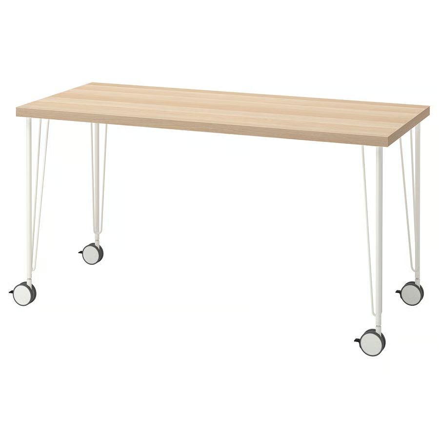 Stôl Ikea Lagkapten (dub) 140 x 60 + nohy Ikea Krille biele