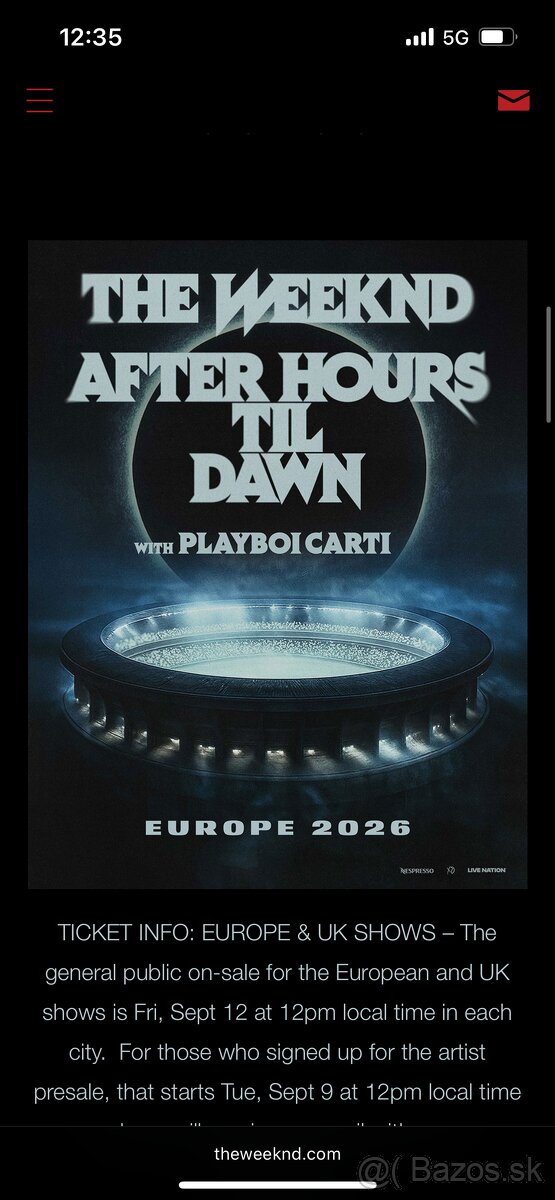 The Weeknd After hours til dawn VIP packages